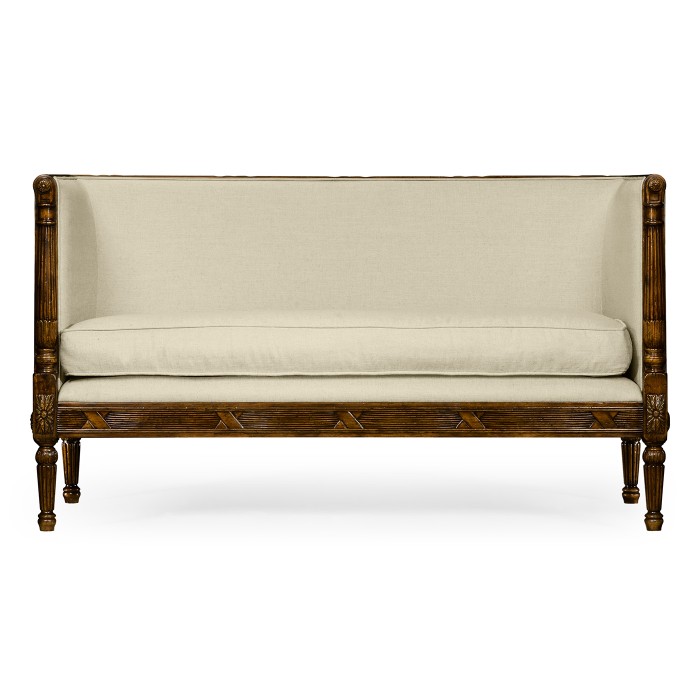 Regency Style Walnut Upholstered Settee