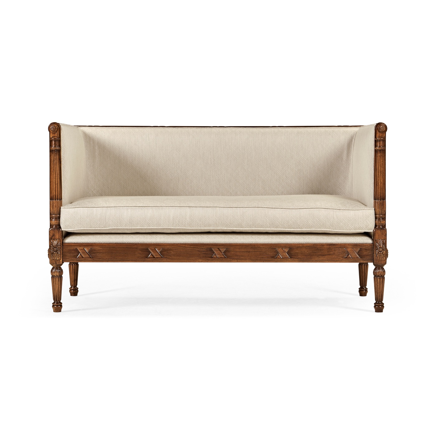 Regency Style Walnut Upholstered Settee