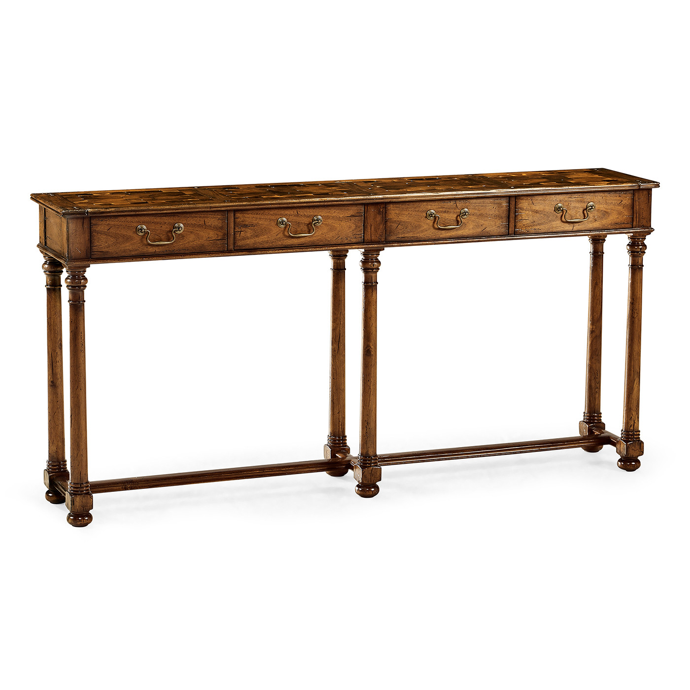 Large Walnut Oyster Parquet Console