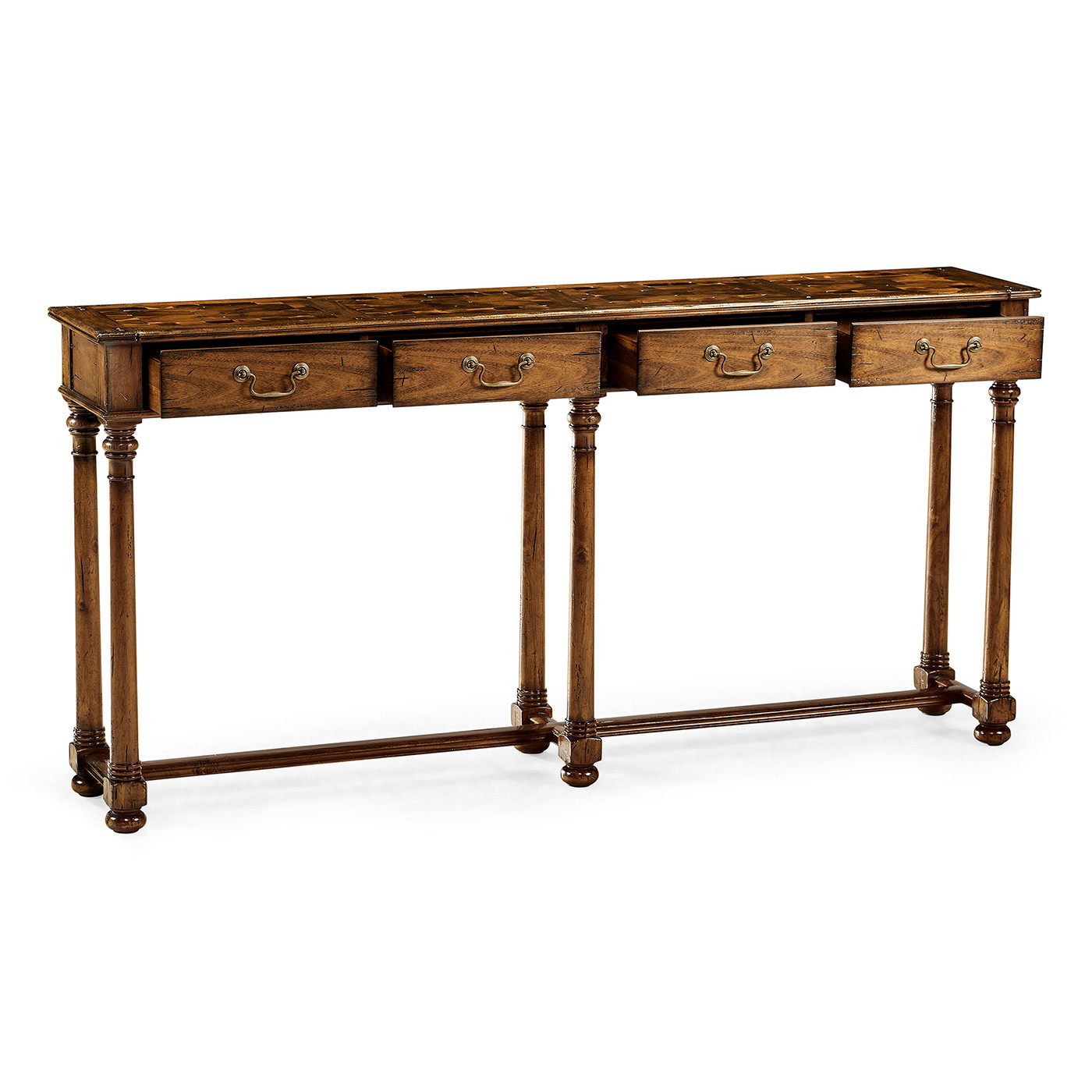 Large Walnut Oyster Parquet Console