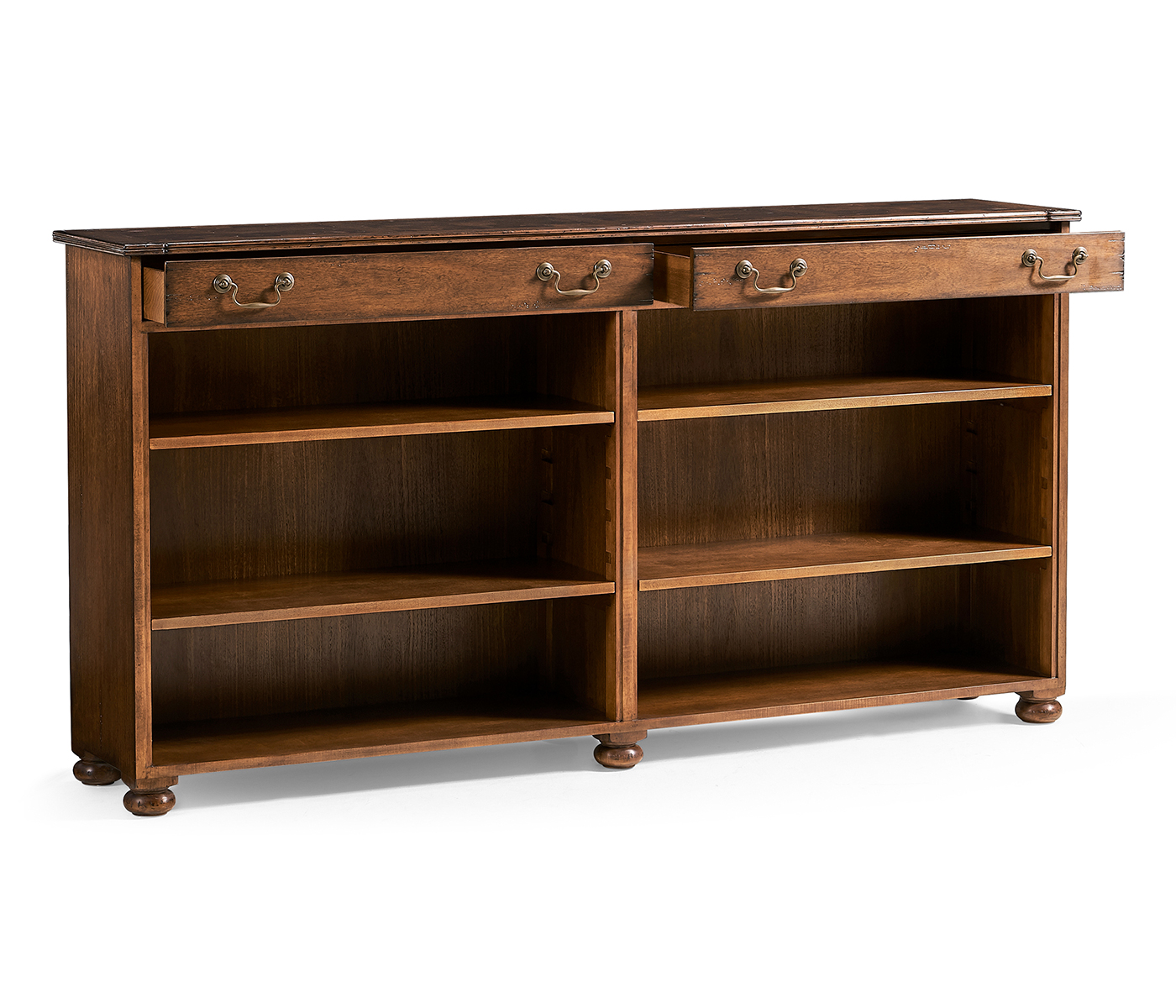 Walnut Oyster Double Open Bookcase