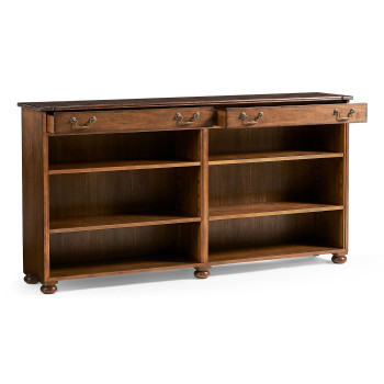 Walnut Oyster Double Open Bookcase
