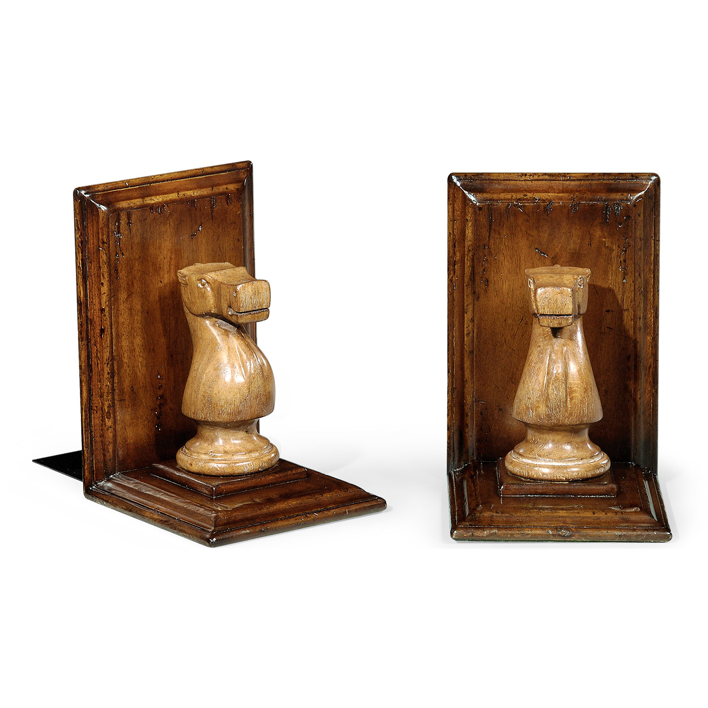 Pair of Knight Walnut Chess Piece Bookends