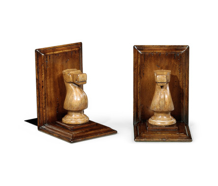 Pair of Knight Walnut Chess Piece Bookends