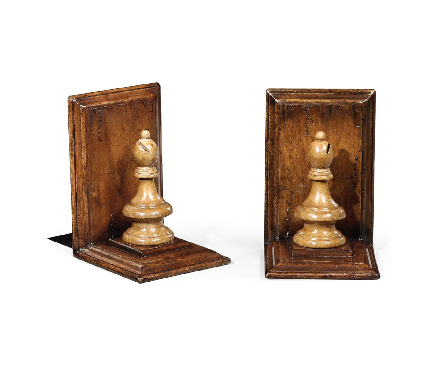 Pair of Bishop Walnut Chess Piece Bookends