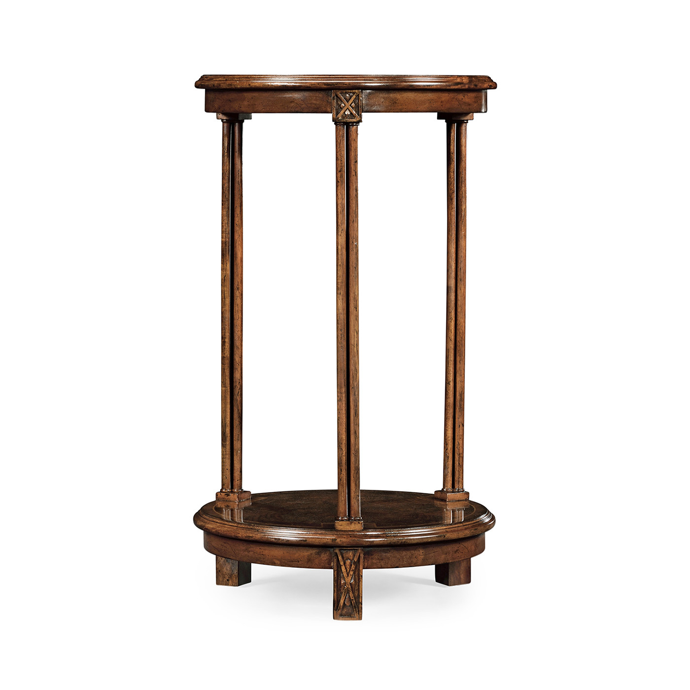 Dark walnut round lamp table