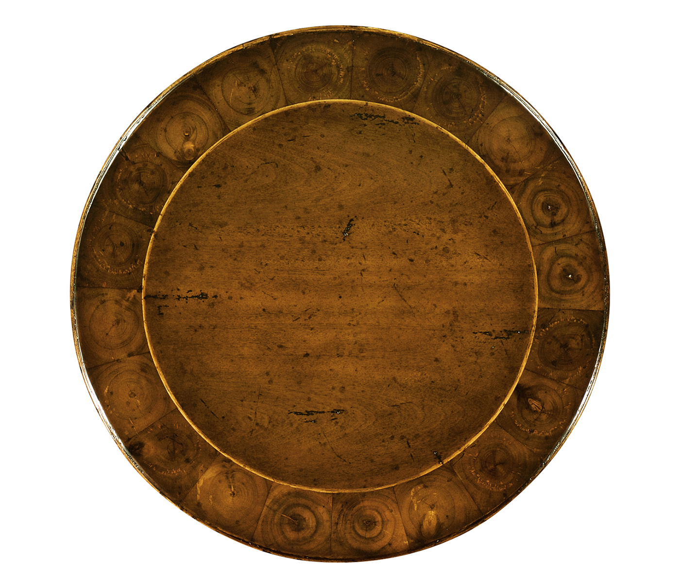 Small Walnut Oyster Round Lamp Table
