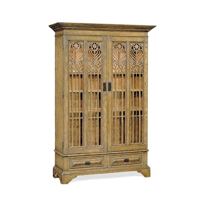 Gothic Natural Oak Display Cabinet