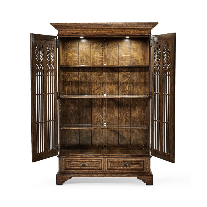 Gothic Dark Oak Display Cabinet