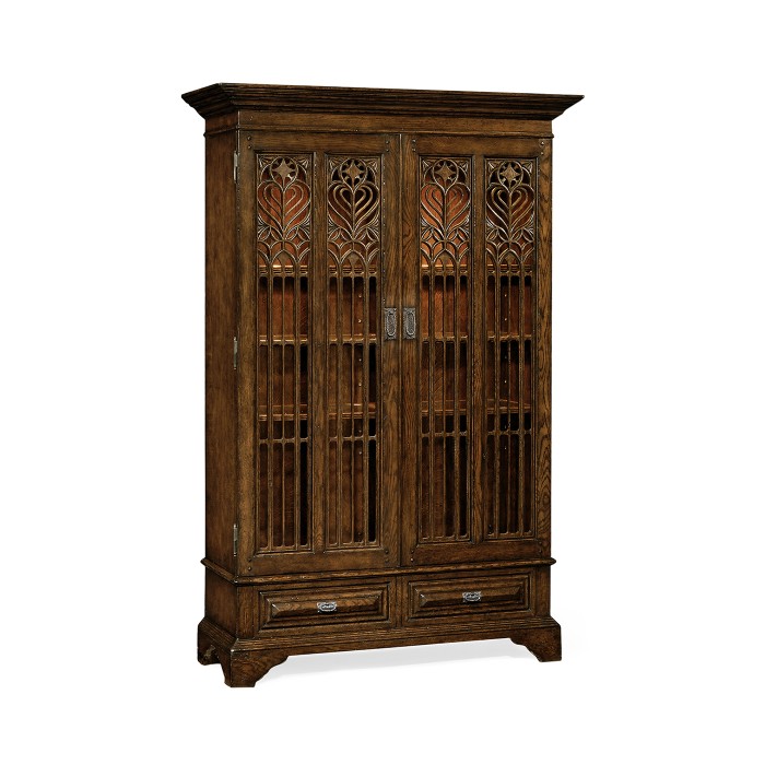 Gothic Dark Oak Display Cabinet