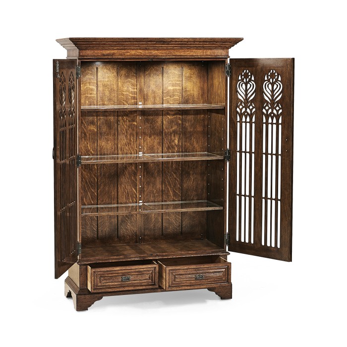 Gothic Dark Oak Display Cabinet