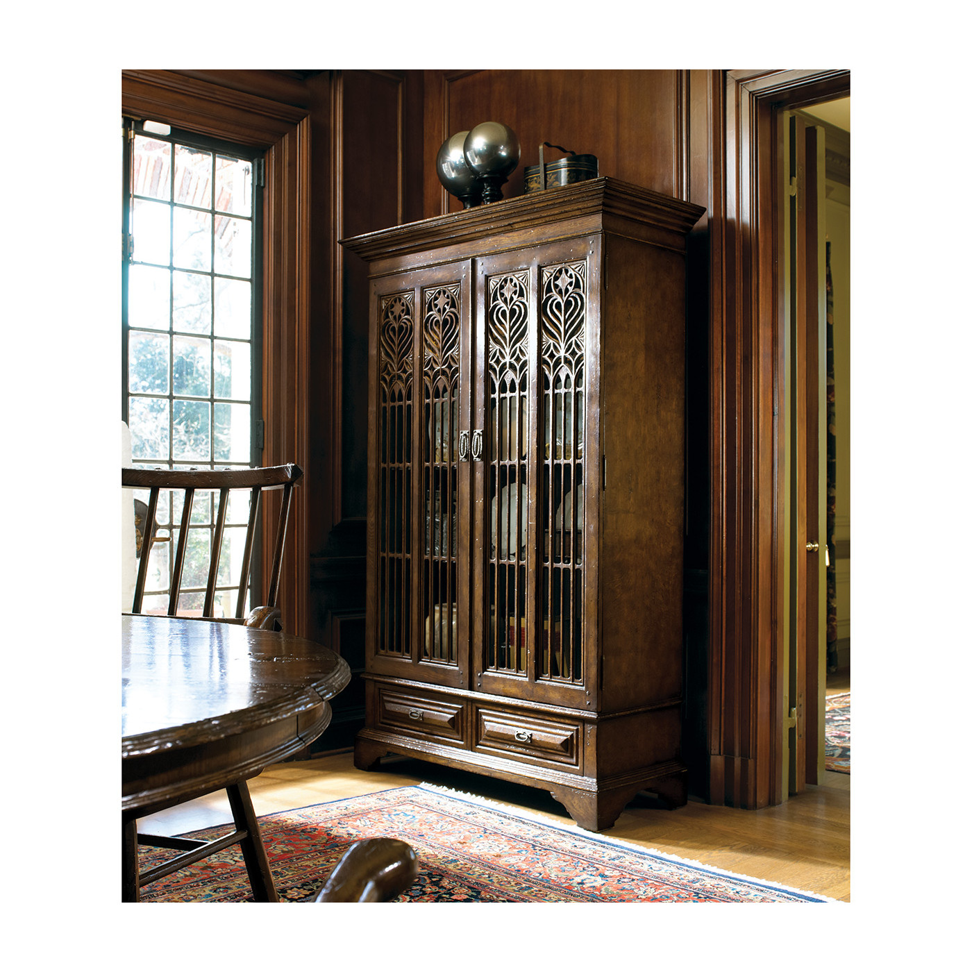 Gothic Dark Oak Display Cabinet