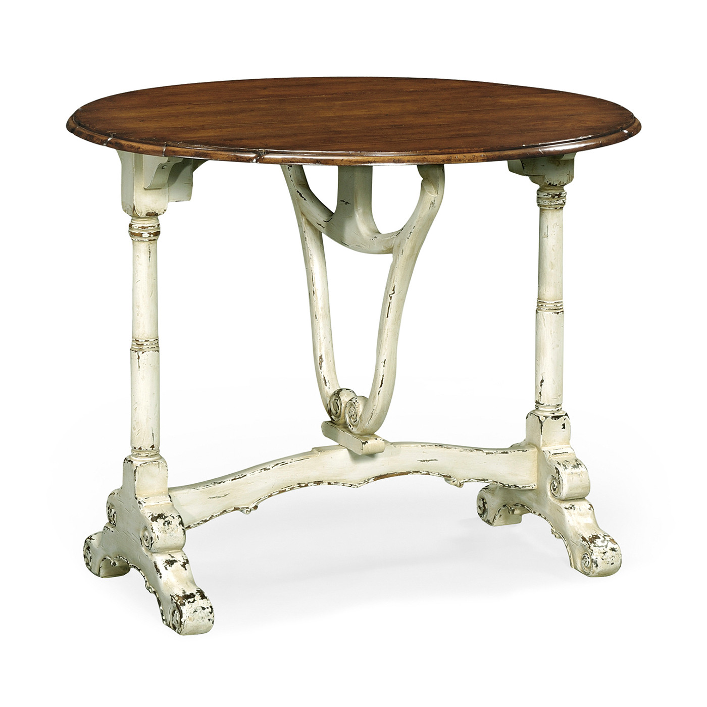 White rub-through drop-leaf table