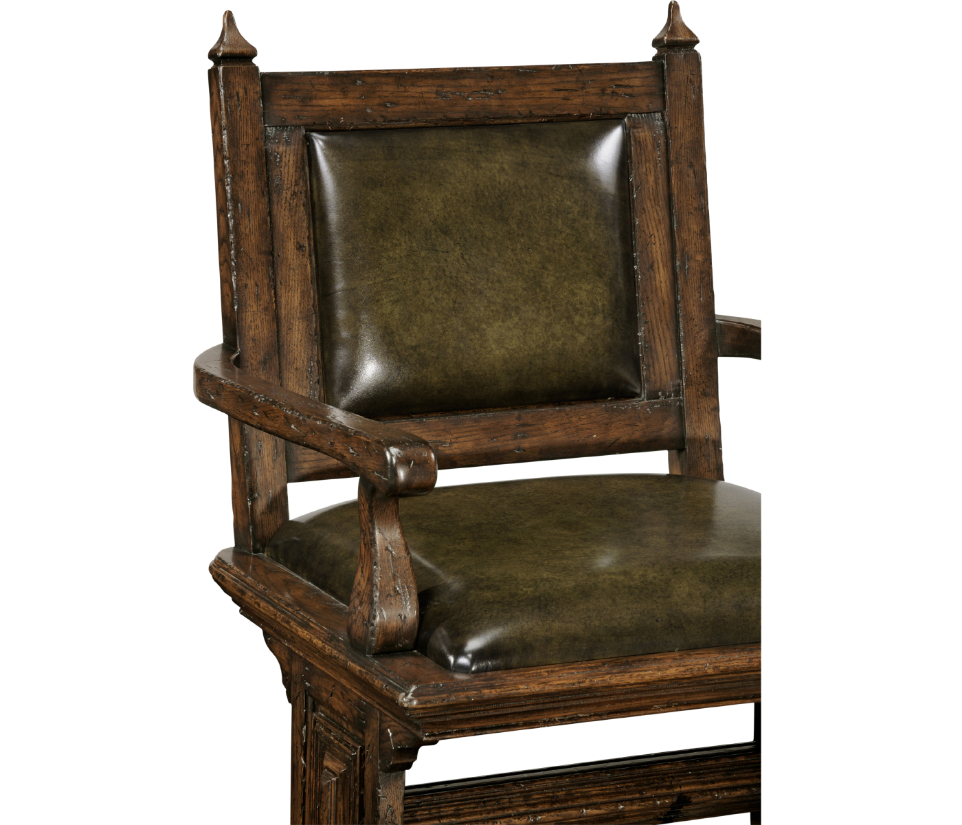 Dark Oak Arm Chair with Medium English Library Green Leather