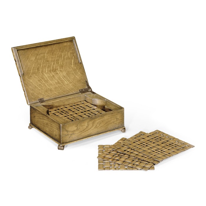 Natural Oak Placemats Box with Woven Effect