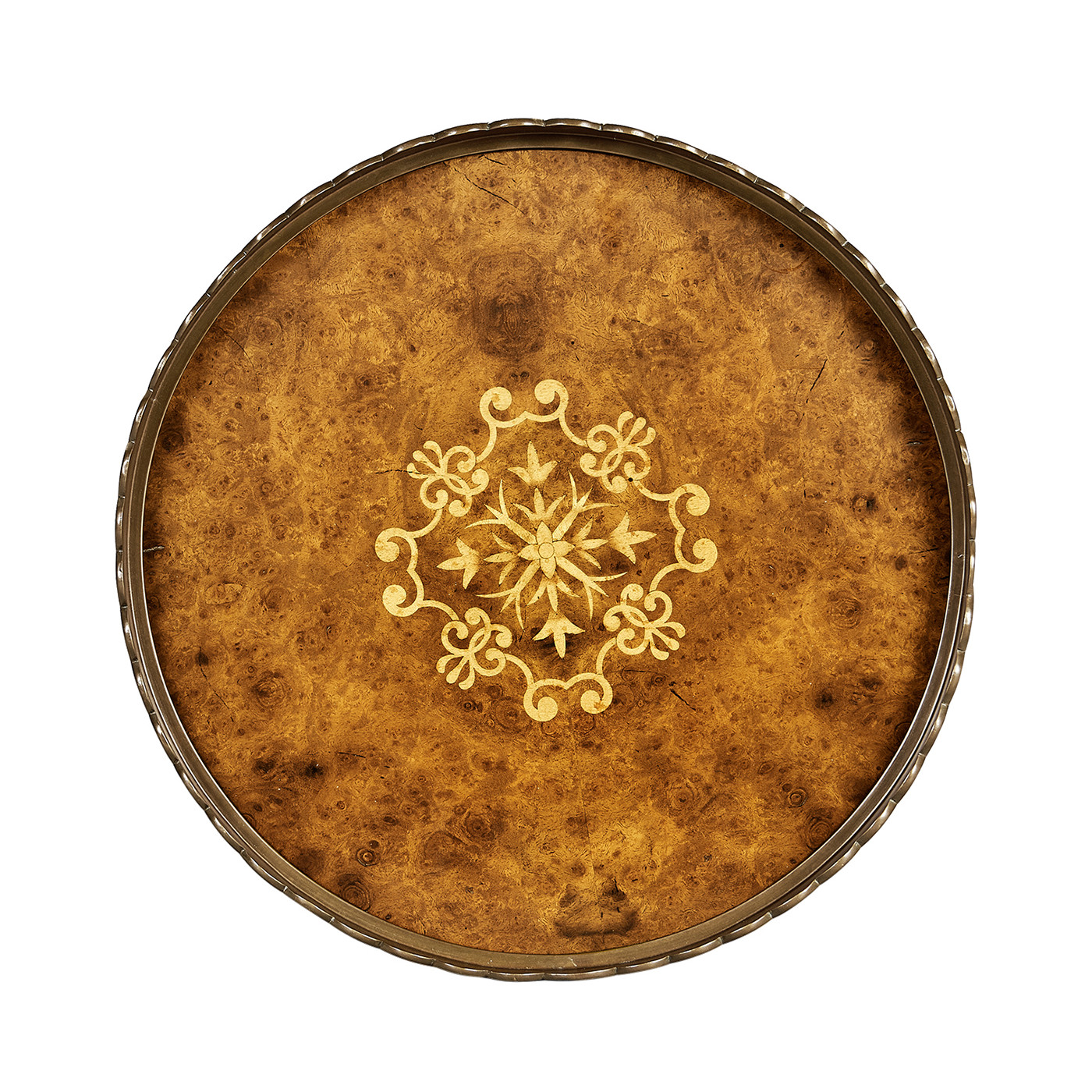 Large Circular Seaweed Marquetry Tray