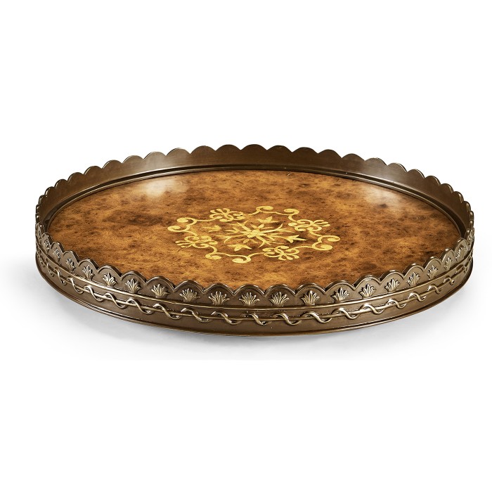 Large Circular Seaweed Marquetry Tray