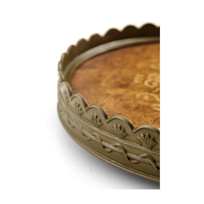Small Circular Seaweed Marquetry Tray