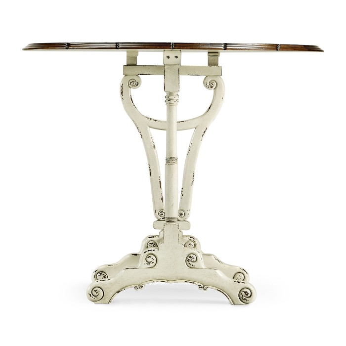 White rub-through tilt top table