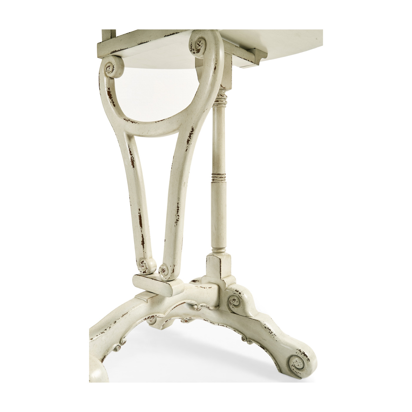 White rub-through tilt top table