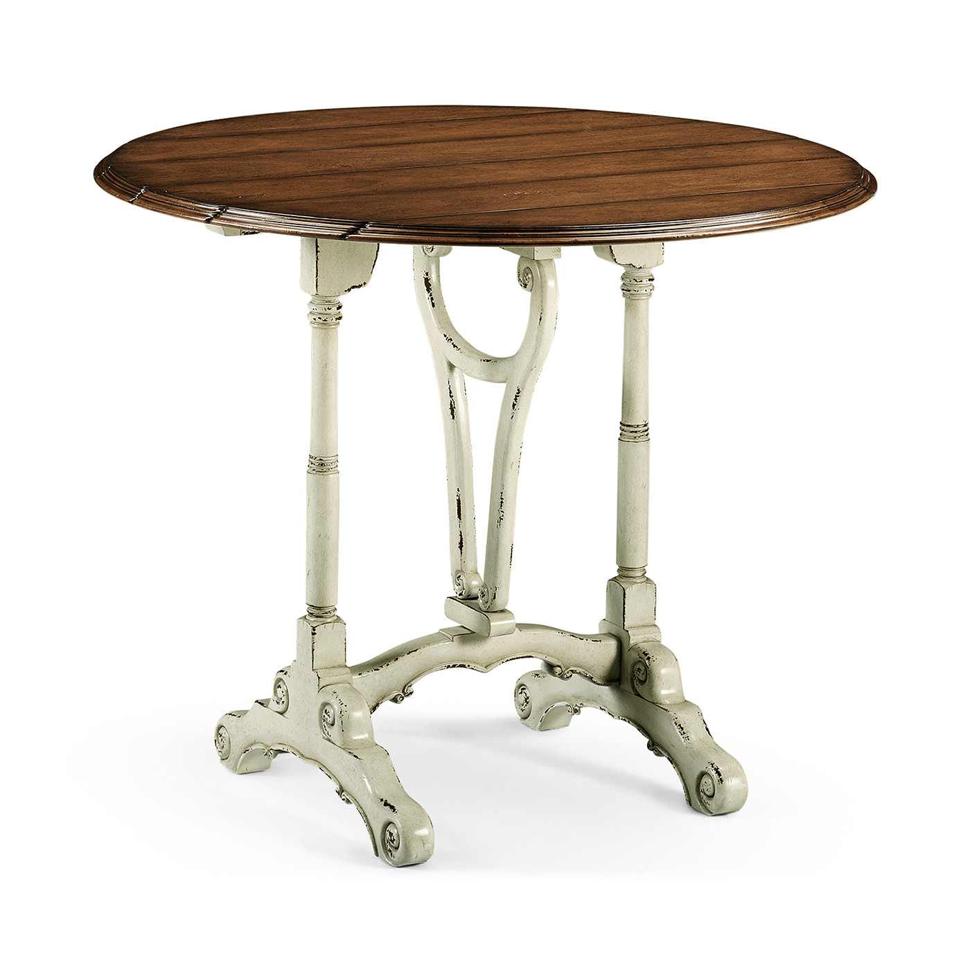 White rub-through tilt top table