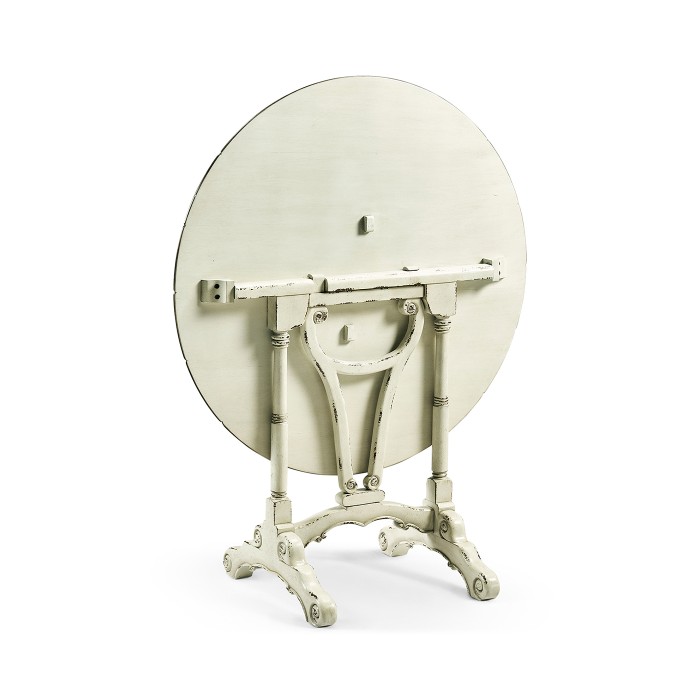 White rub-through tilt top table