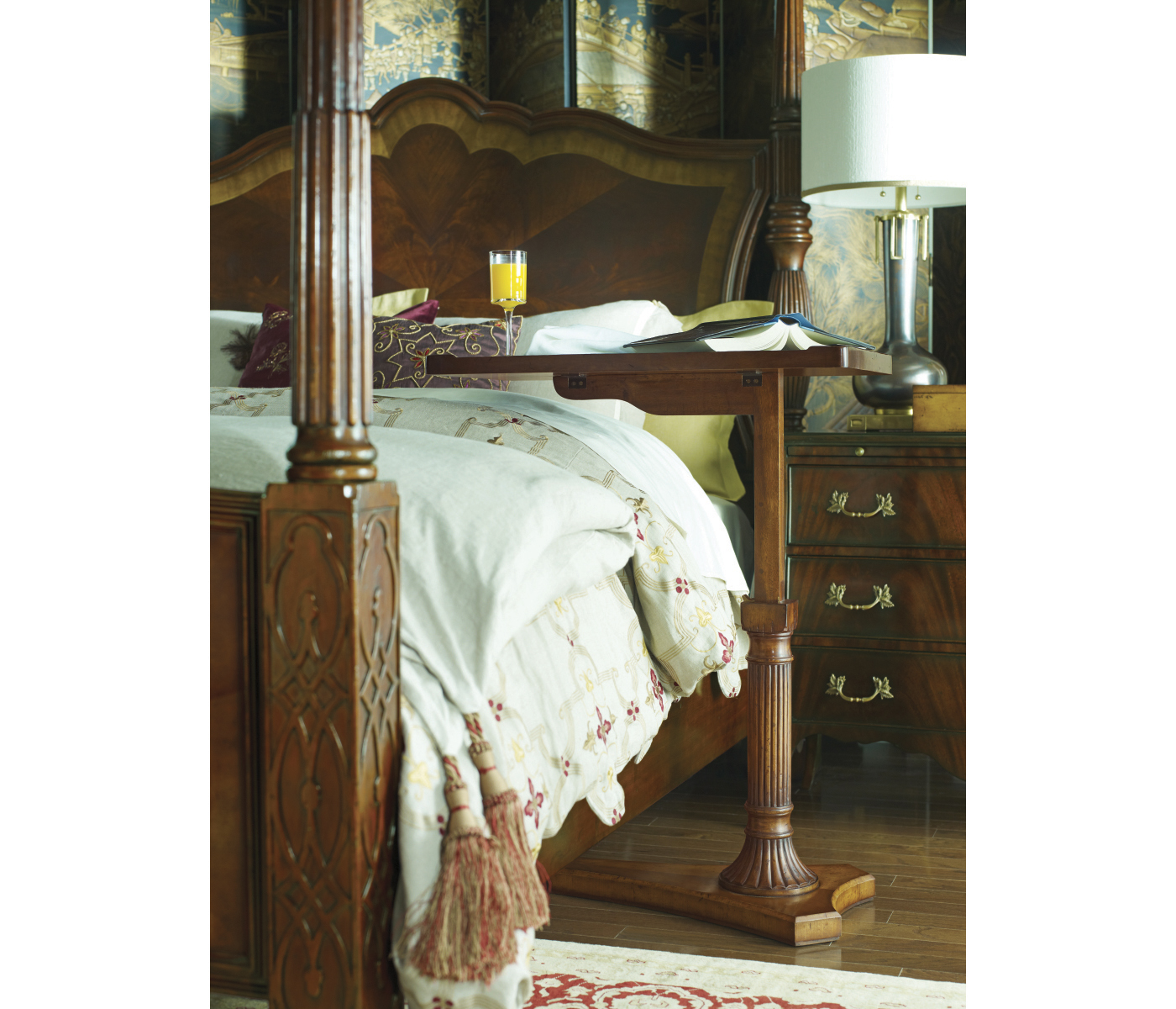 Four Poster Mahogany UK Queen Bed
