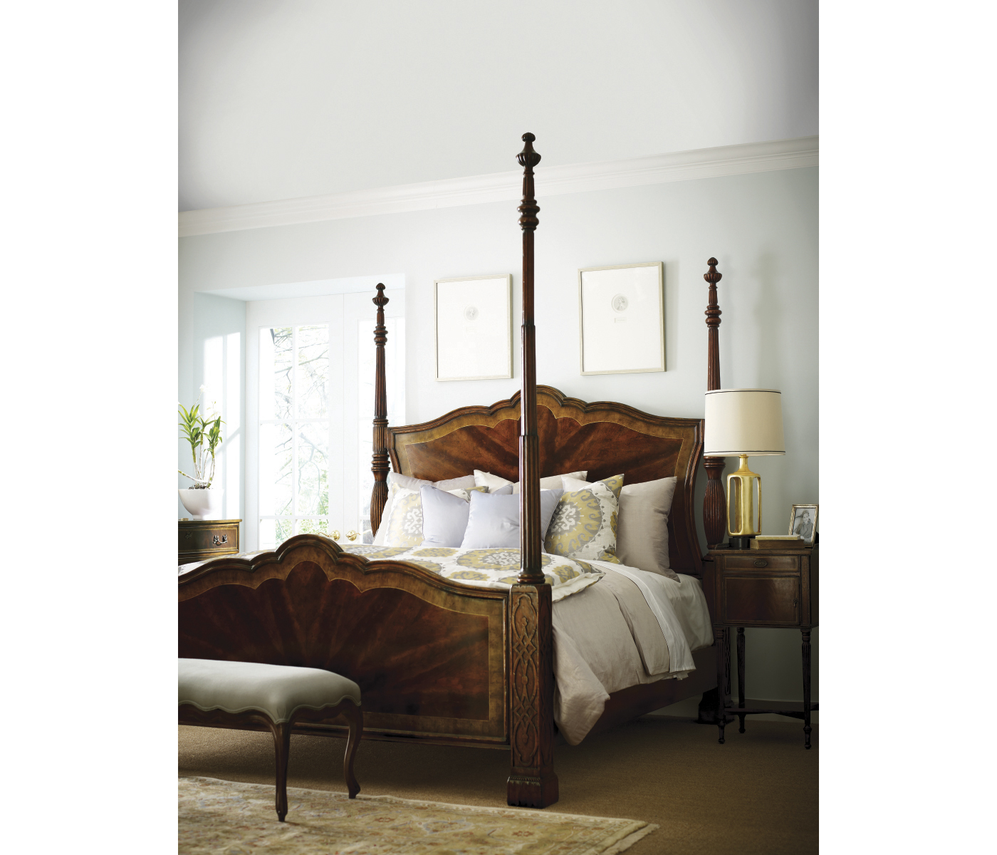 Four Poster Mahogany UK Queen Bed