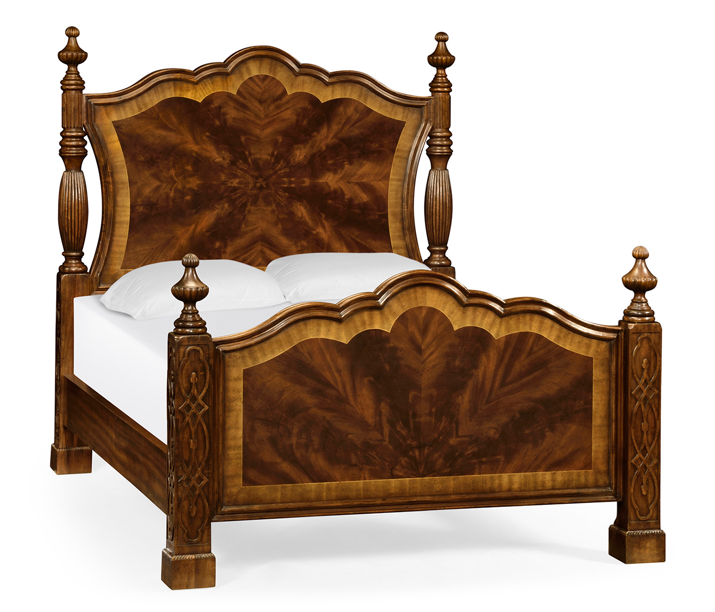 Four Poster Mahogany UK Queen Bed