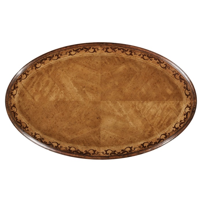 Walnut & satinwood oval lamp table