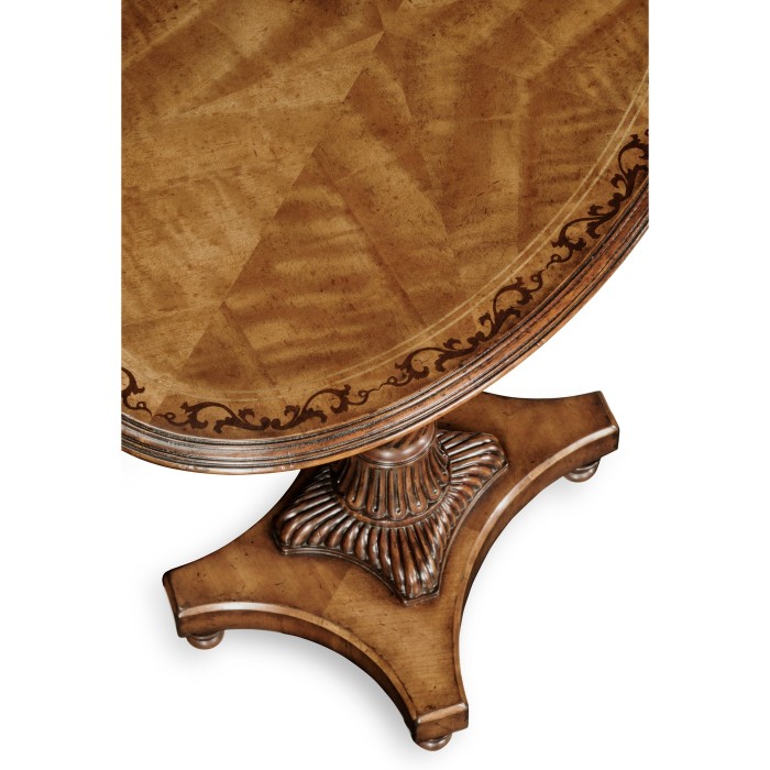 Walnut & satinwood oval lamp table