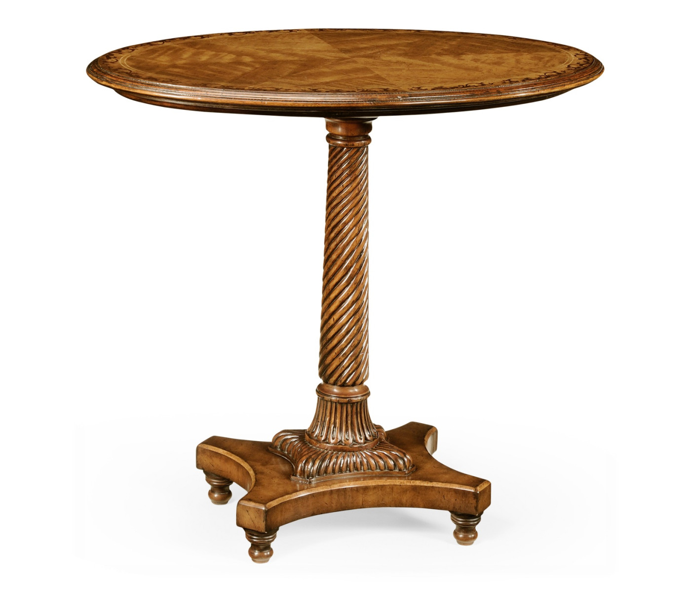 Walnut & satinwood oval lamp table