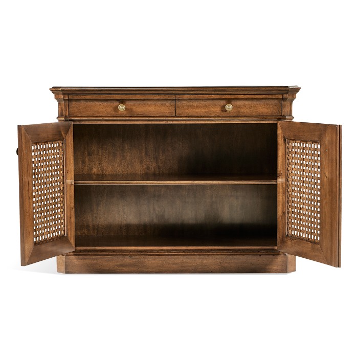 Latticework Walnut Side Cabinet