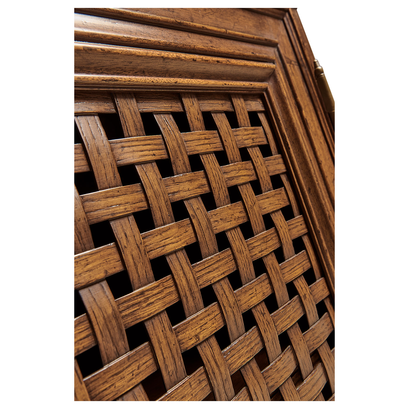 Latticework Walnut Side Cabinet