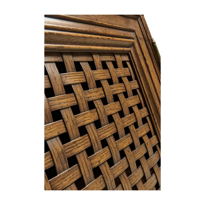 Latticework Walnut Side Cabinet