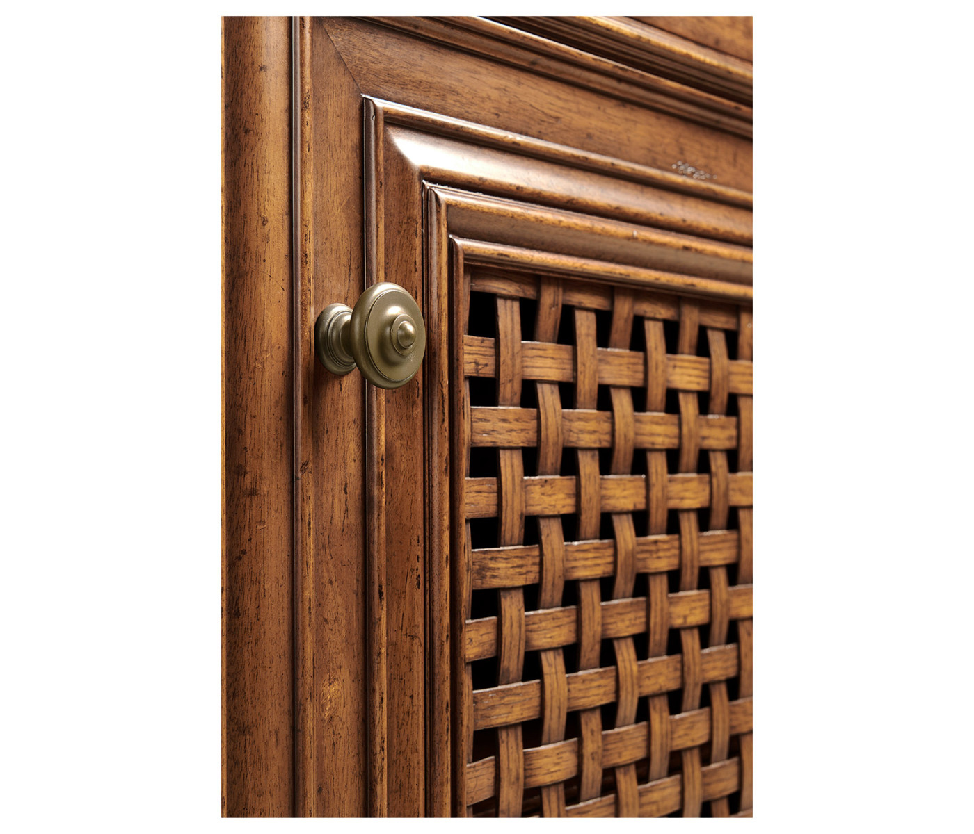 Latticework Walnut Side Cabinet