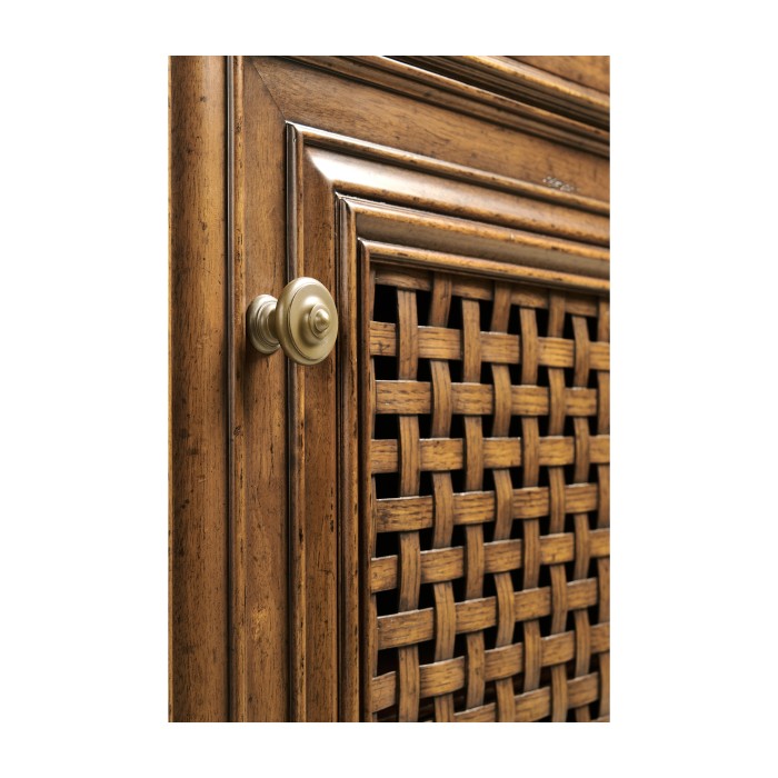 Latticework Walnut Side Cabinet
