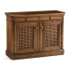 Latticework Walnut Side Cabinet