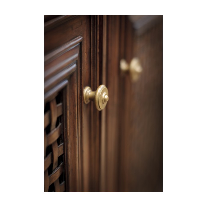 Latticework Walnut Side Cabinet