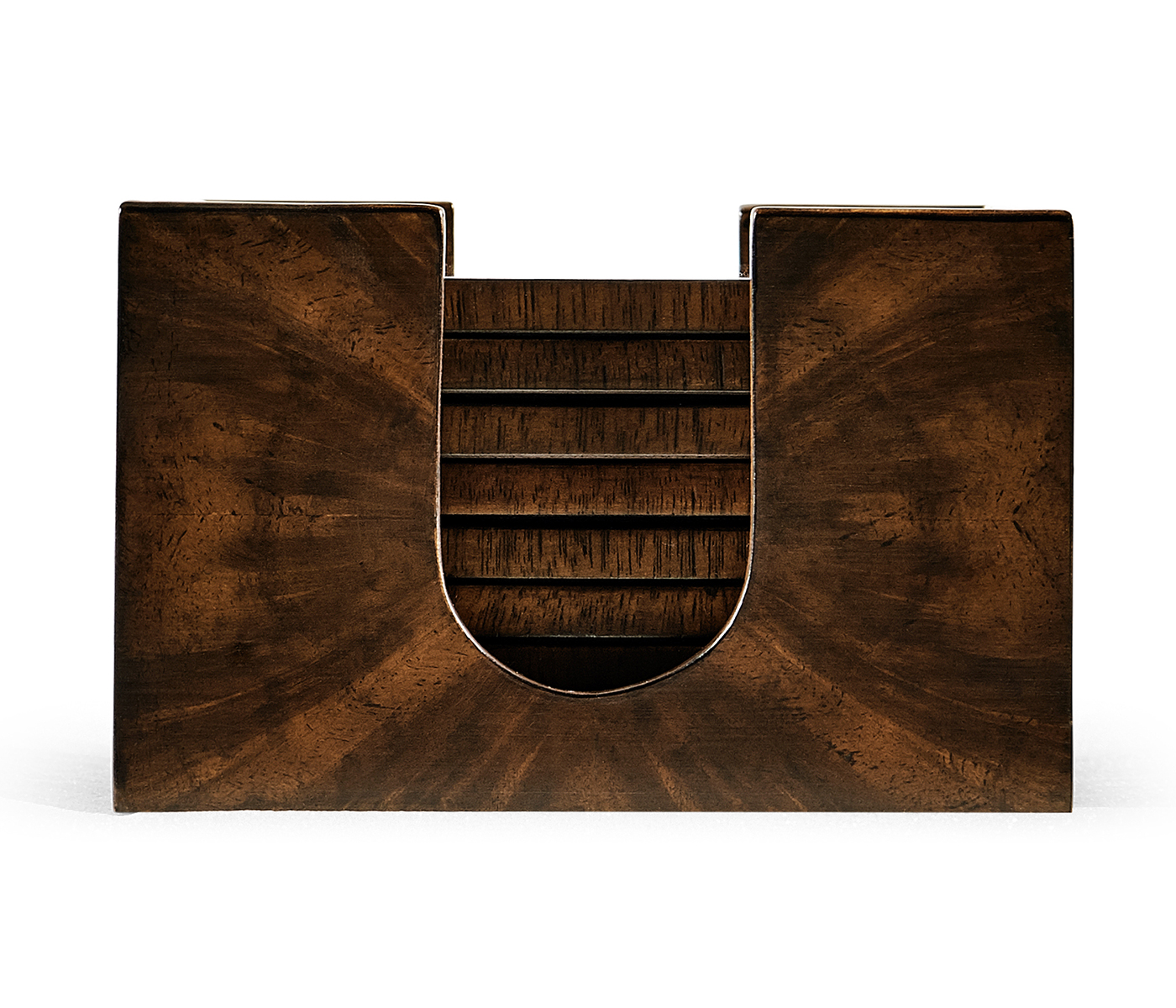 Square Dark Walnut Open Drinks Coasters Box