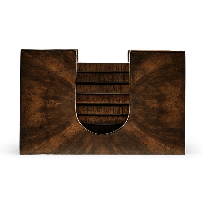 Square Dark Walnut Open Drinks Coasters Box