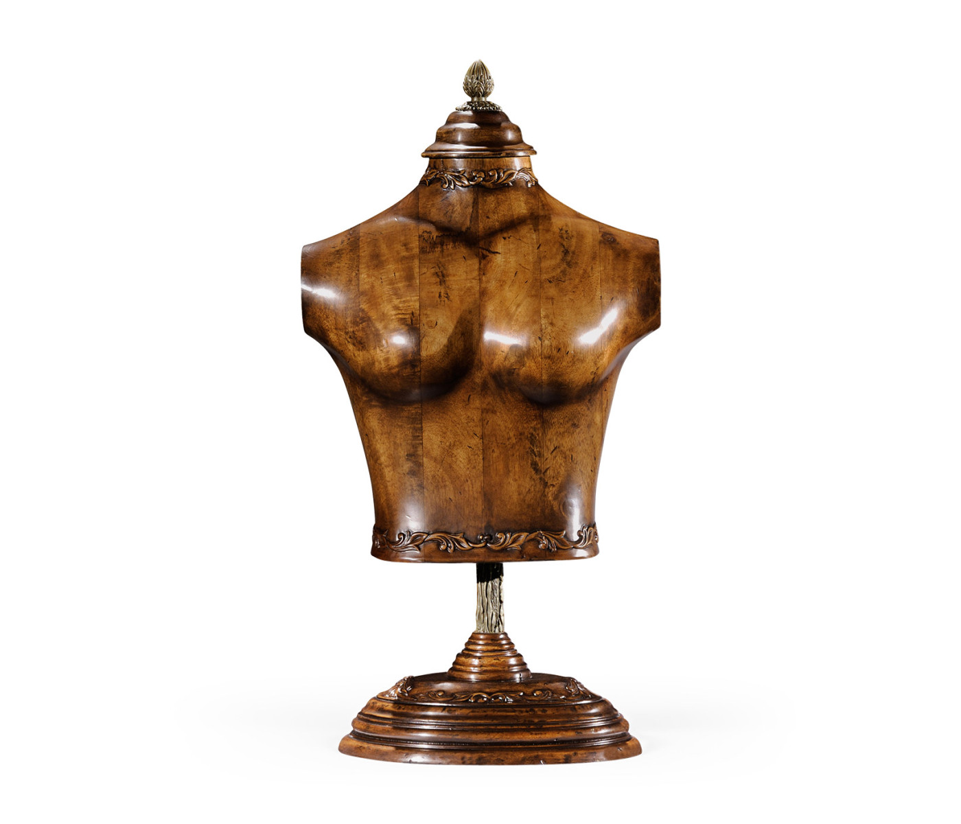 Small Female Wooden Mannequin & Torso on Stand