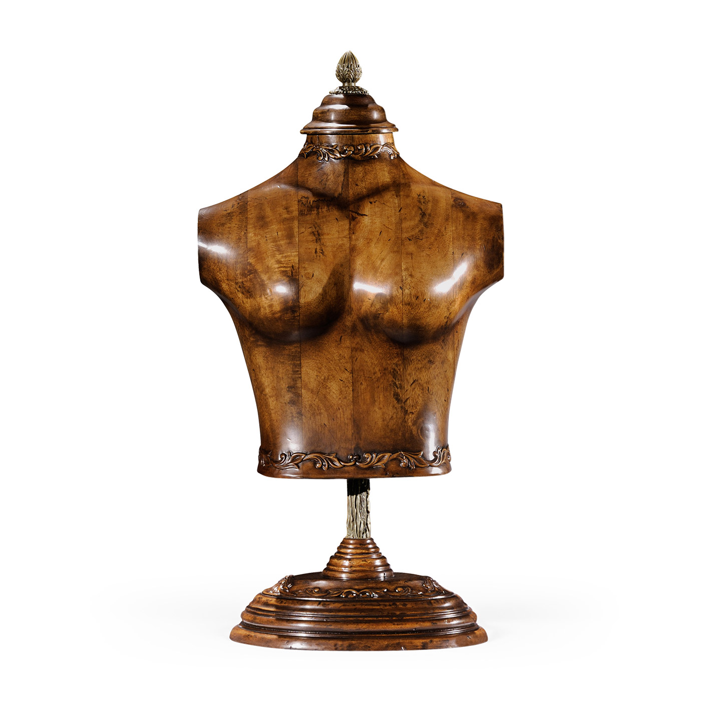 Small Female Wooden Mannequin & Torso on Stand