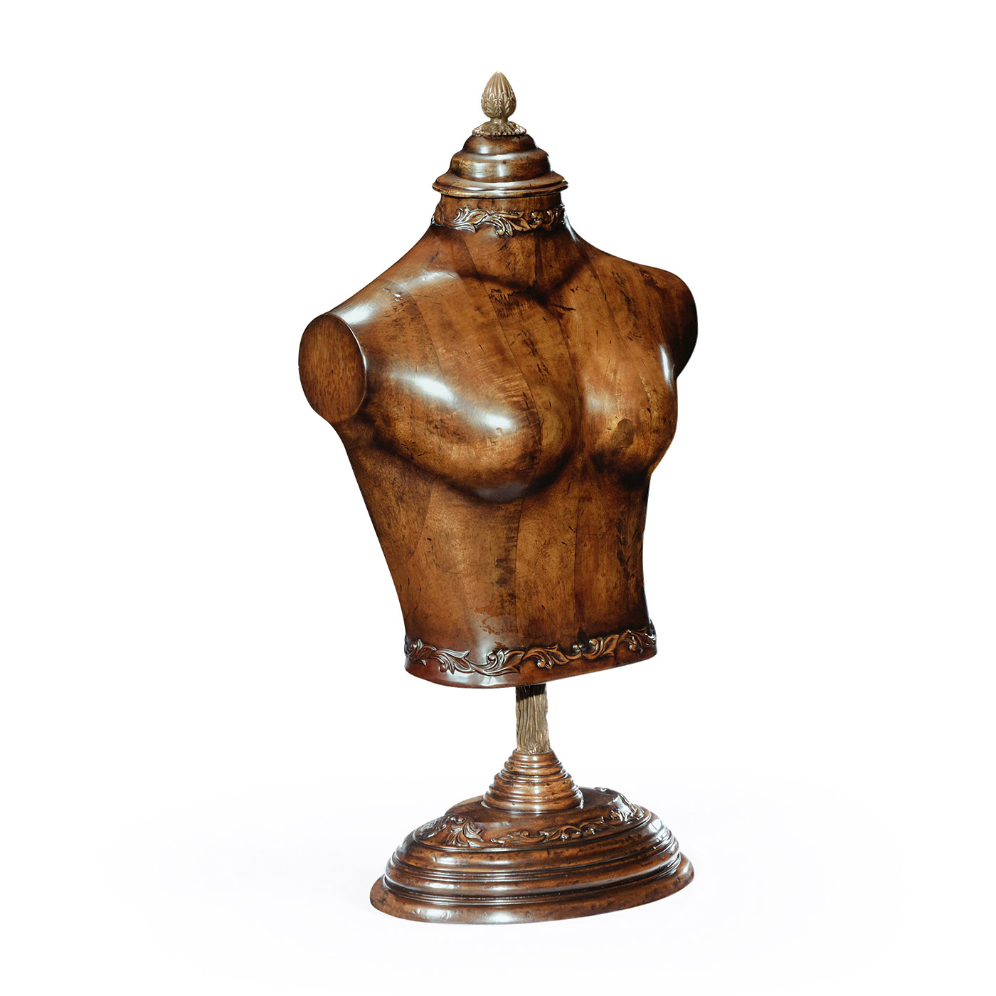 Small Female Wooden Mannequin & Torso on Stand