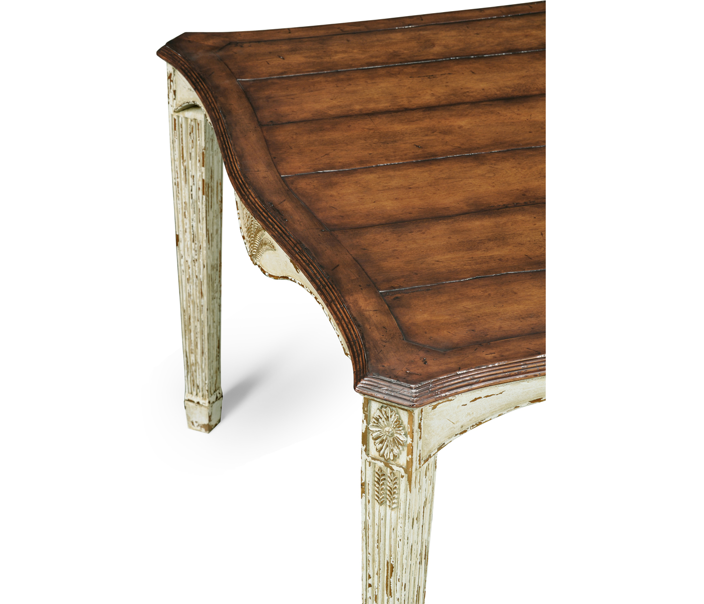 White rub-through dining table