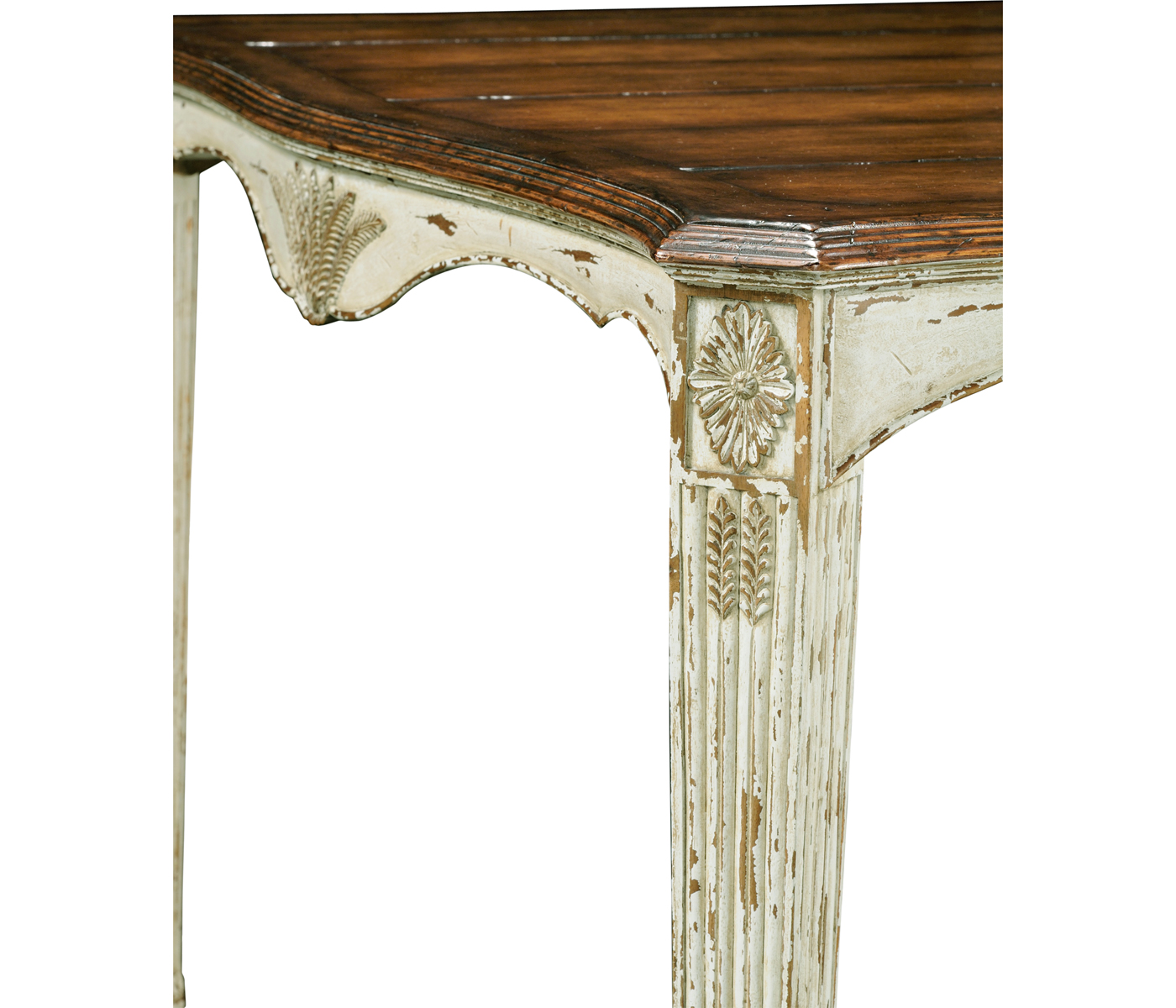 White rub-through dining table