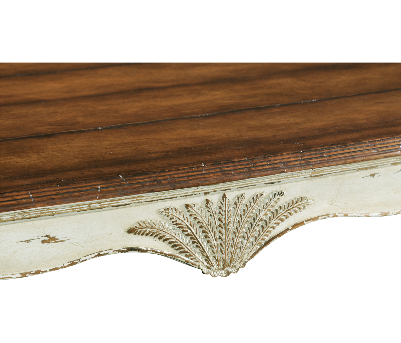White rub-through dining table