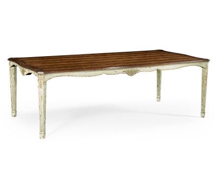 White rub-through dining table