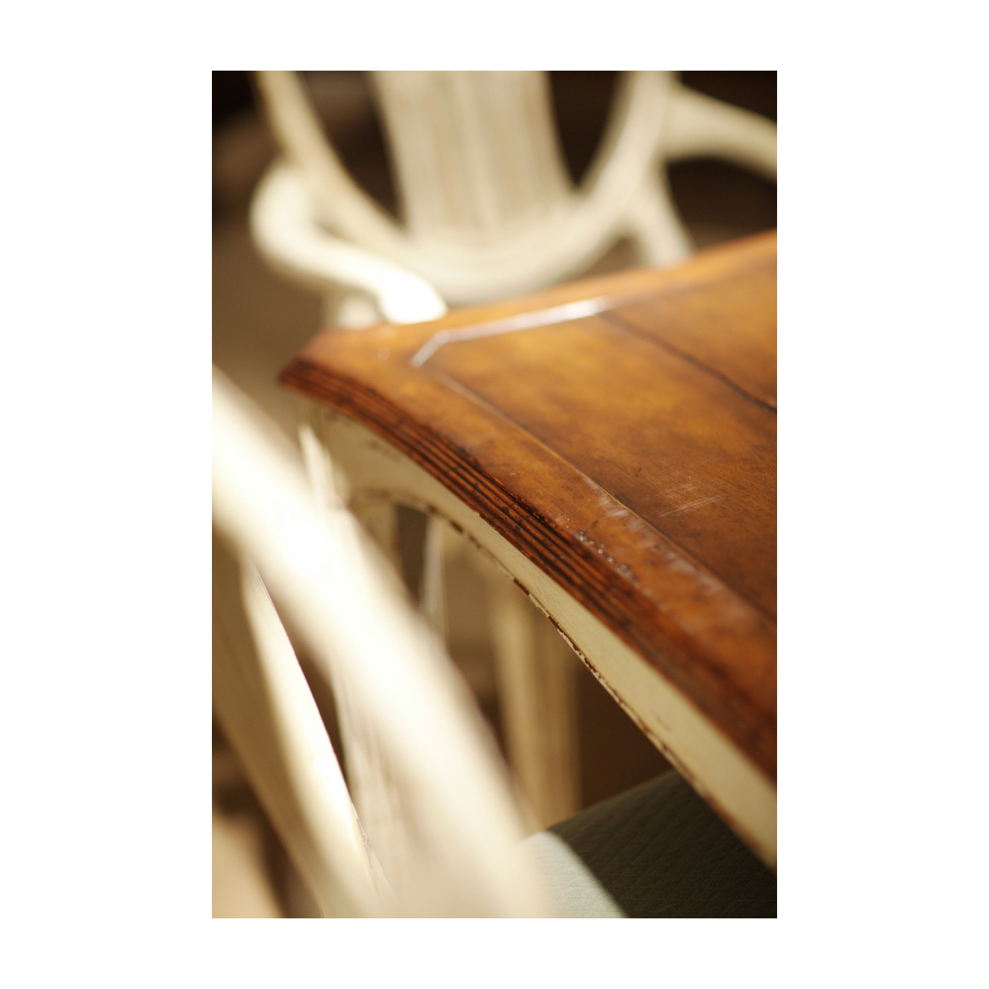 White Rub-Through Dining Table 92