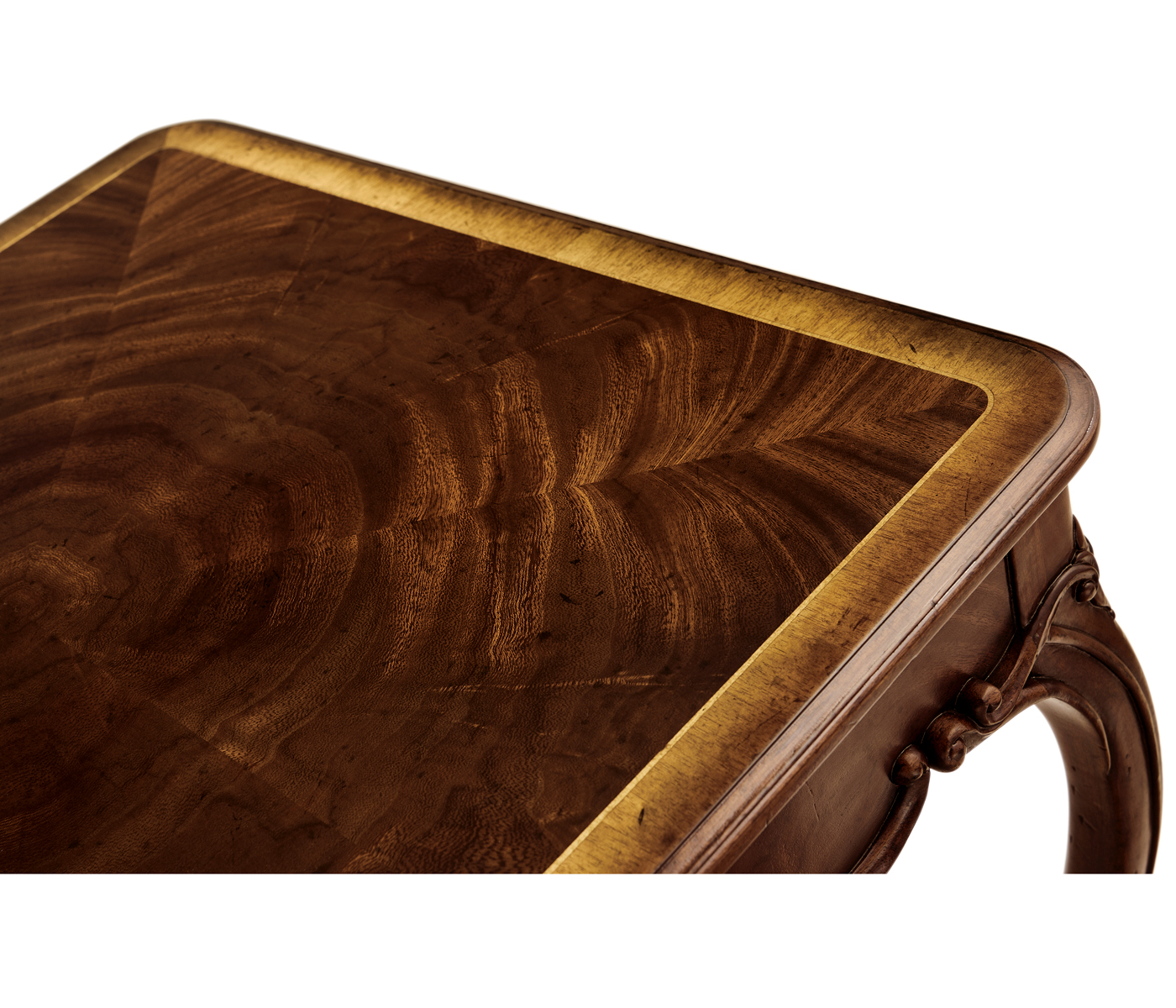 Mahogany Four Legged Square Side Table Scallop Shells